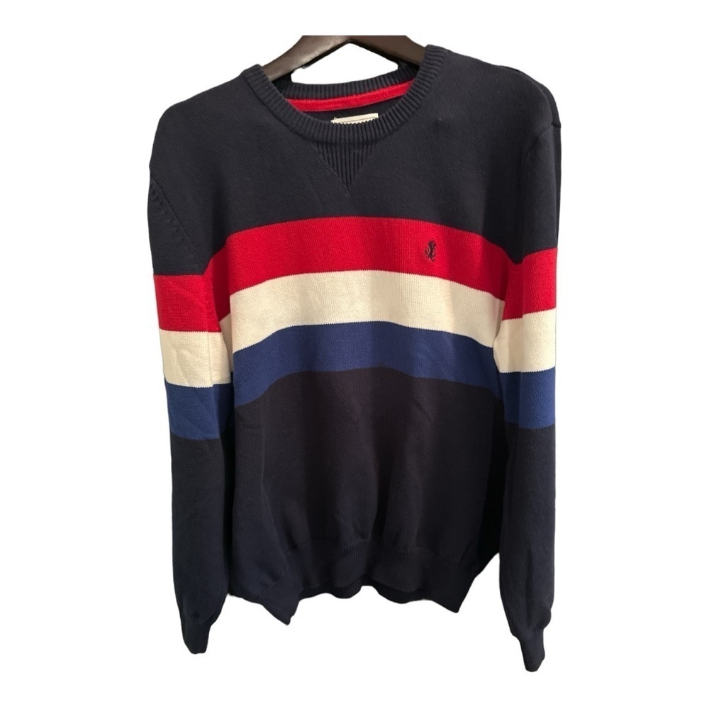 VTG Stafford Preppy Nautical Men's Sweater  Size Lg Multi Striped Knit Cotton